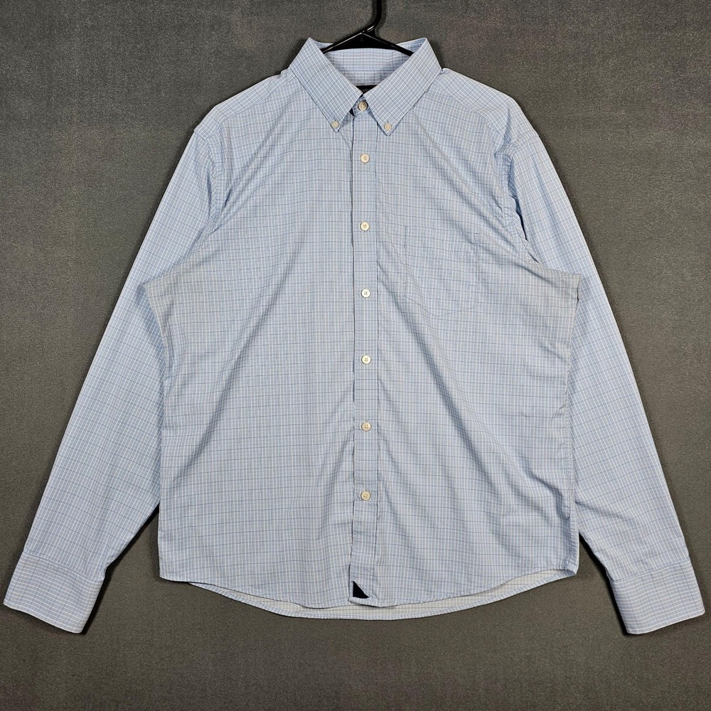 UNTUCKit Griffin-Perf Shirt Mens Large Blue Check Button Up Long Sleeve 41742